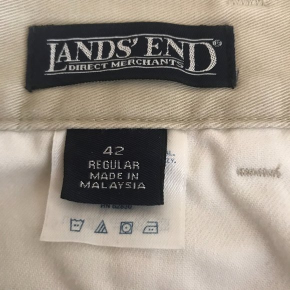 Lands' End Khaki Flat Front Pants Size 42 x 26 - Picture 13 of 13